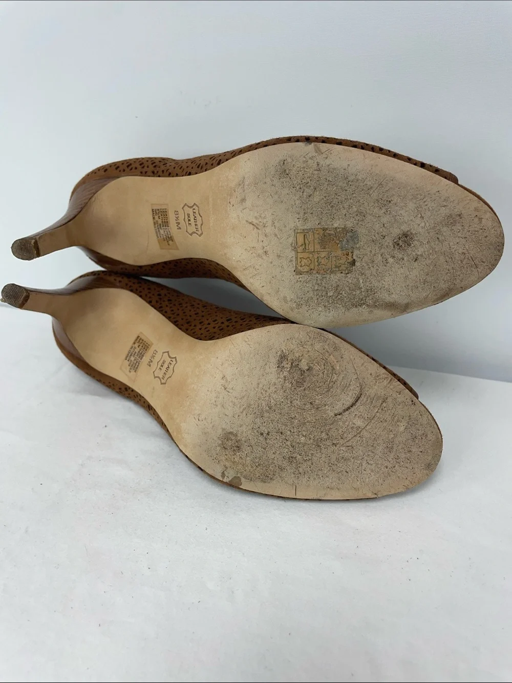 Tory Burch Tan Laser-Cut Peep-Toe Pumps, Size 8.5